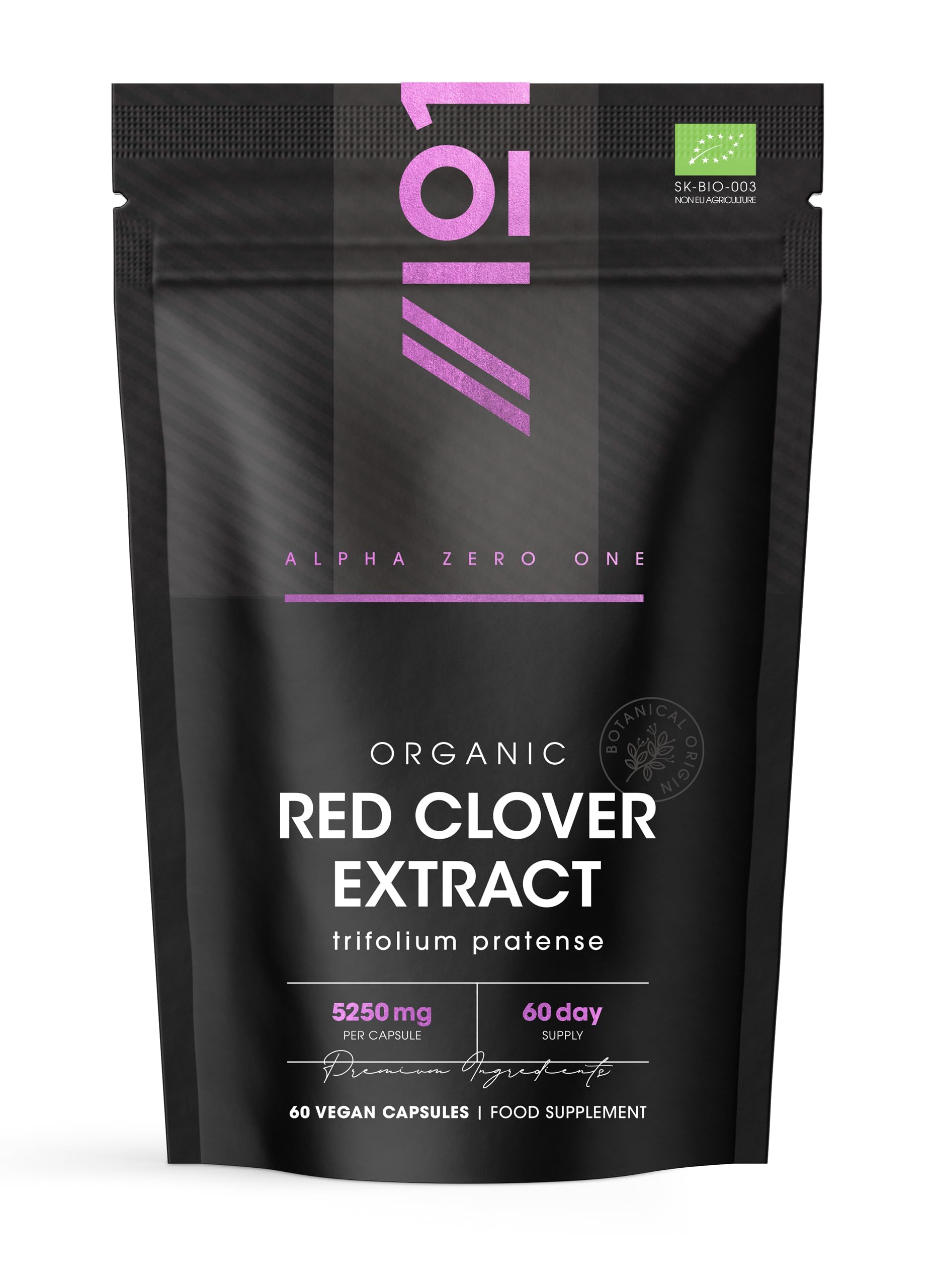 Organic Red Clover Extract 5250mg - for Use During The Menopause - Potent 15:1 Pure Extract - Halal – 60 Vegan Capsules