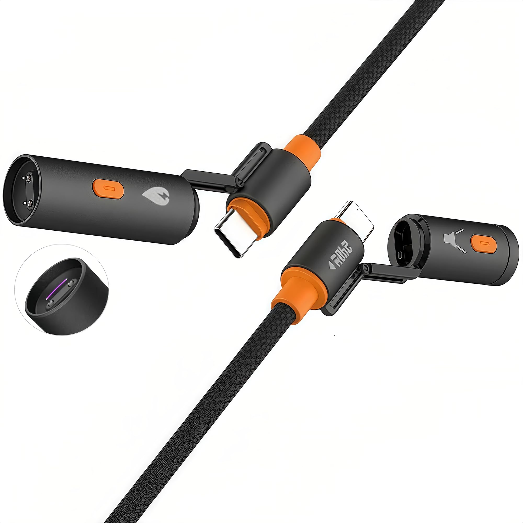 Photo 1 of chubbycable ChubbyWild 240W Rugged Charging Cable with Arc Ignite and Emergency Light USB C Fast Charging Cable for Outdoor Emergency Use, 240W – Arc & Strobe-Orange