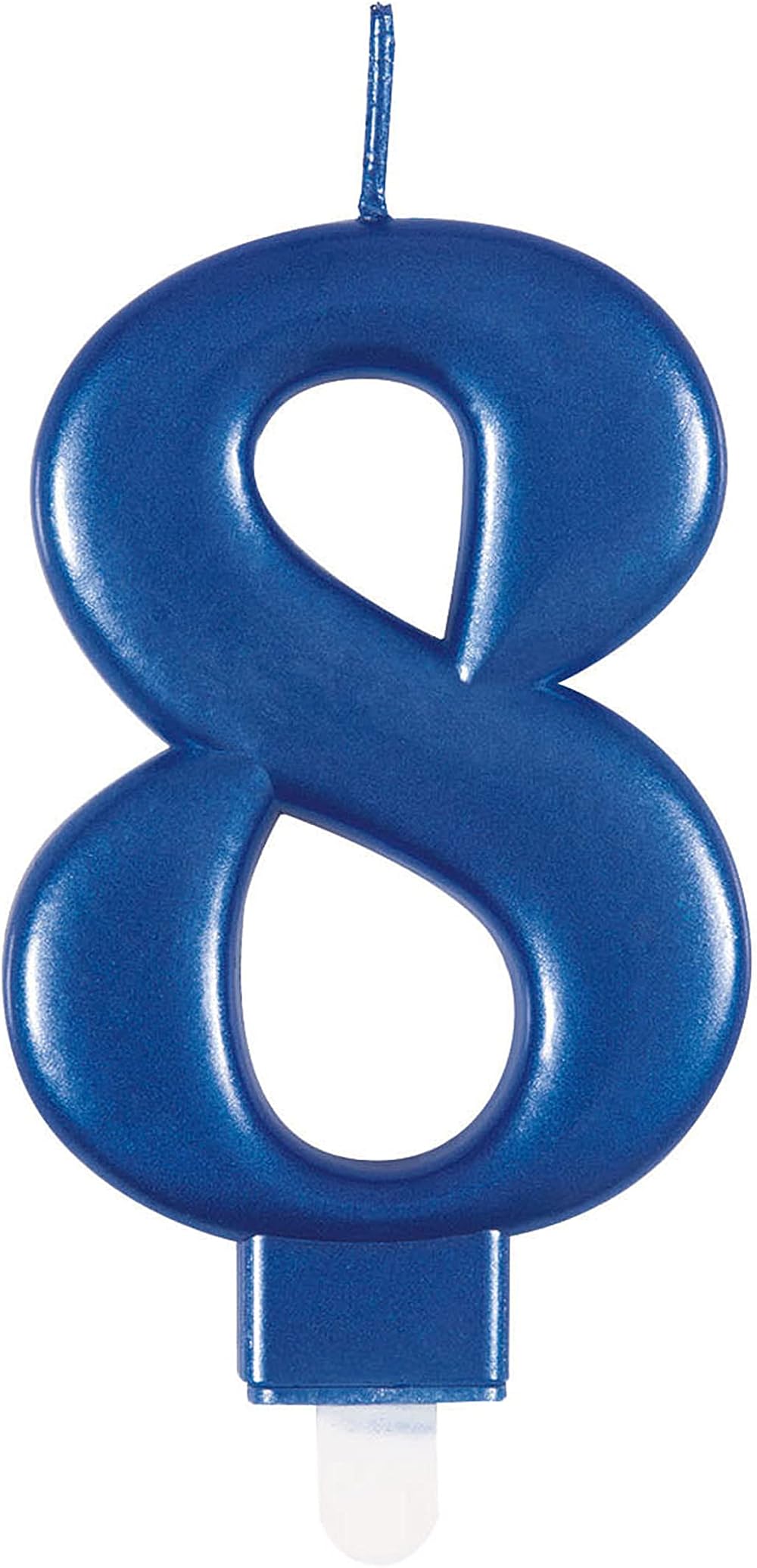 Unique Dazzling Metallic Blue Number 8 Birthday Candle 1 Pc