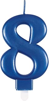 Unique Dazzling Metallic Blue Number 8 Birthday Candle 1 Pc