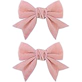 YanJie Red Hair Bows Clips Red Velvet Bows Pink Hair Clips Girls Pink Alligator Barrettes Clips Velvet Ribbon Hair Accessories
