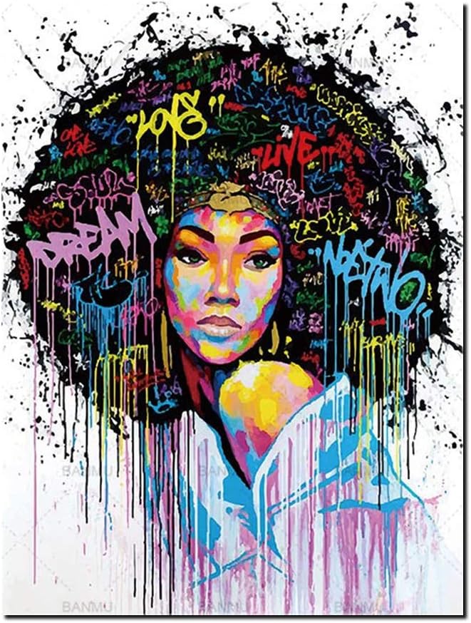 Karen Max Wall Art Pictures Canvas Painting Poster Decoration for Living Room Prints Colorful Africa Girl (20x28inch-50x70cm)