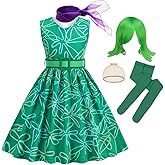 Luzlen Girls Disgust Costume Dress Kids Green Fancy Dress up Halloween Carnival Party Cosplay Costume