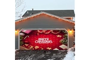 FRJINIE Christmas Garage Door Banner Decoration Large Snowman Christmas Garage Cover Holiday Garage Door Cover 7 x 16 ft Large Snowman Snowflake Backdrop for Indoor Outdoor Wall Door House Decoration