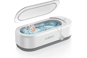 KUNPHY Ultrasonic Jewelry Cleaner, Jewelry Cleaner Machine 12oz 46KHz, Professional Sonic Cleaner with One-Touch Operation, Sonic Cleaner for Rings, Glasses, Jewelry, Dentures White