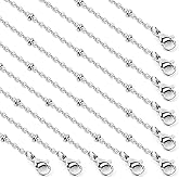 Cadikez 24PCS Stainless Steel Satellite Chain Necklace Bulk, 2mm 18inch Stainless Steel Finished Beaded Cable Link Chains for Necklace Jewelry Making