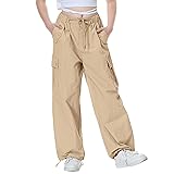 Rolanko Parachute Pants for Girls Y2K Cargo Pants
