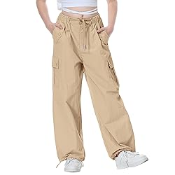 Rolanko Parachute Pants for Girls Y2K Cargo Pants