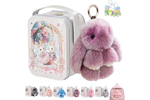 Bunny Keychain With Tin Box, Lulu Keychain Charm Bao Rabbit Pompom For Bags, Easter Girls Women Gift