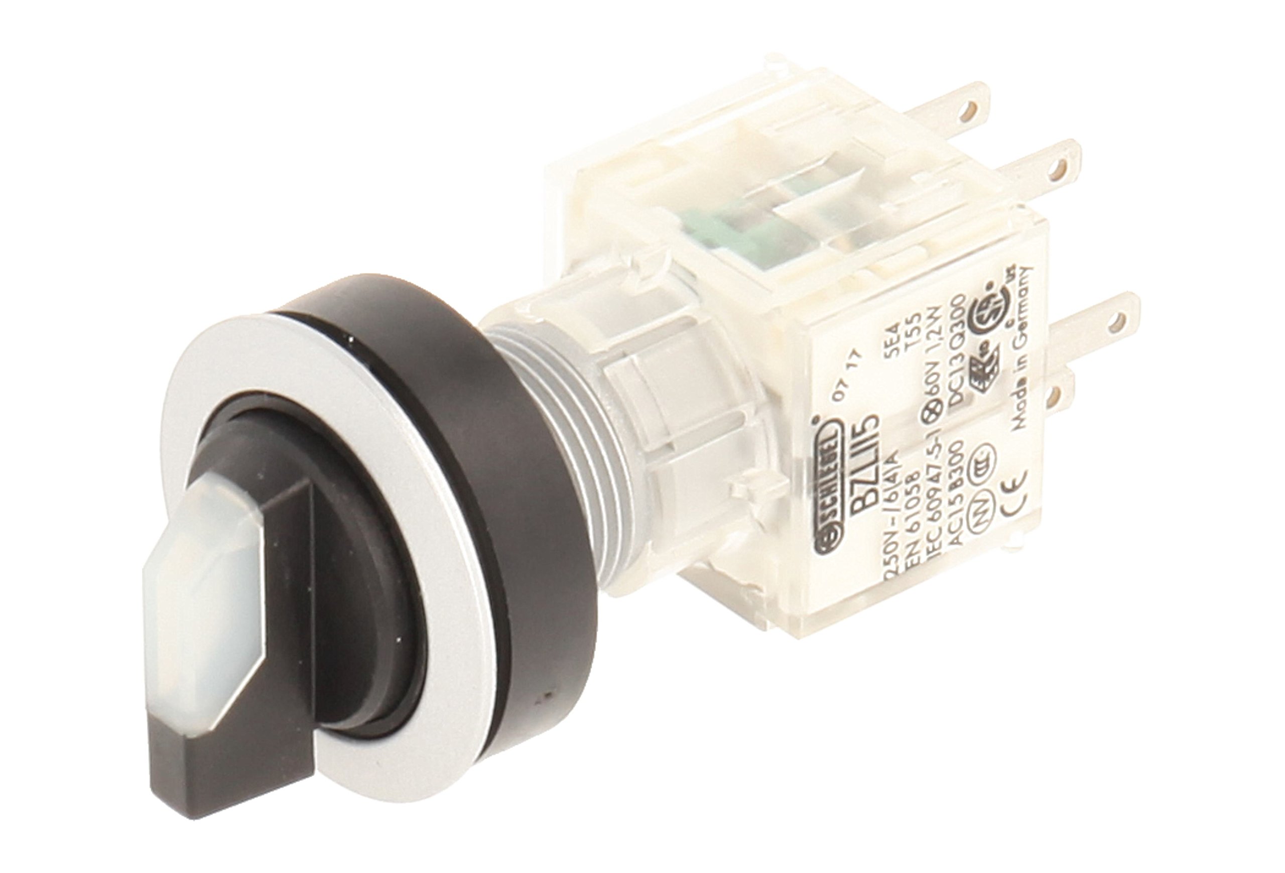 Club 23.001.207 Light Switch, Latching, 3 Positions Momentary Contact Sensor LED Lamp Holder t5,5 K 2 normally open contacts 24 V Clear/Silver (Pack of 2)