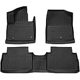 Powerty Floor Mats for 2021-2023 Hyundai Santa Fe 5 Seats (ONLY Hybrid), Custom Fit for Hyundai Santa Fe Accessories, 3D TPE All Weather Car Mats 1st & 2nd Row Heavy-Duty Floor Liners