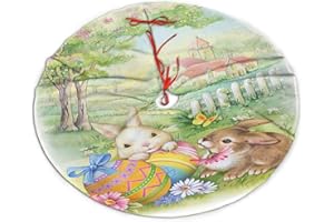 DEAOWANGLUO Vintage Easter Bunnies Eggs Soft Christmas Tree Skirt, 30" Xmas Tree Skirt for Christmas Decorations Indoor Outdoor
