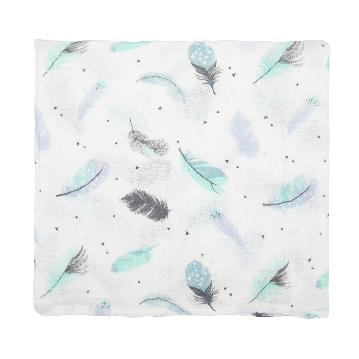 LAT Babydecke,120 x 120 cm 100% Baumwolle Soft & Cozy Baumwolle Babydecke,Baby Kuscheldecke,Kinderwagen Decke unisex(Grüne Feder)