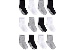 Zaples Grip Crew Socks with Non Slip/Anti Skid Soles for Baby Infants Toddlers Kids Boys Girls