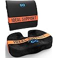 Everlasting Comfort Seat Cushion & Lumbar Support Bundle - Ideal for Desk, Car, Office, Gaming Chairs - Enhance Posture and Relieve Back Pain (Black)