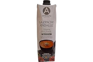 Arteoliva Gazpacho Andaluz with Extra Virgin Olive Oil - Verduras de la Huerta y Aceite de Oliva Virgen Extra - 1 Liter - Famous Chilled Spanish Soup from Spain
