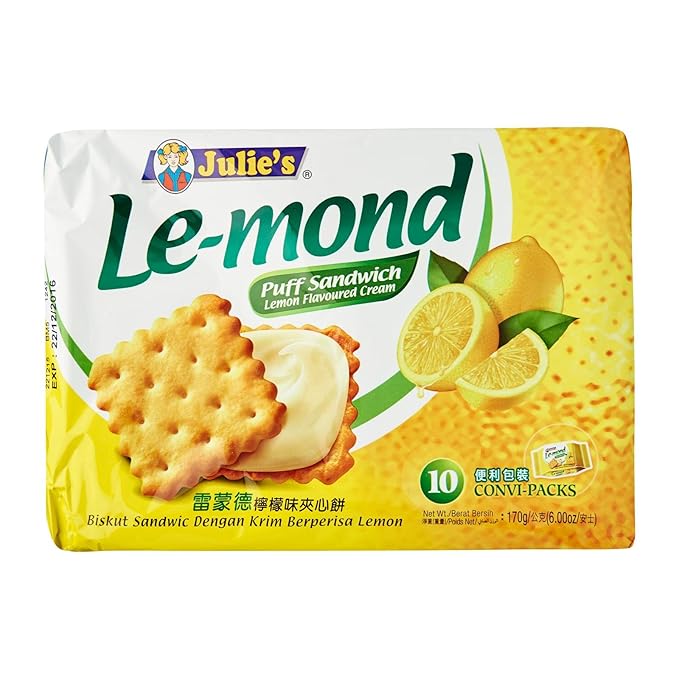 Julie's Lemon Flavoured Cream Puff Sandwich Biscuit, 170g Amazon.in