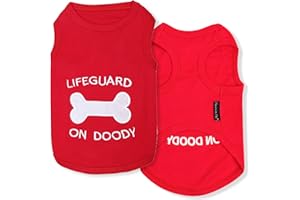 Parisian Pet Dog Tshirt - Embroidered “ Lifeguard on Doody “ Boy Dog Shirt - Pure Cotton and Lightweight Dog Clothes - Red Dog Tee Shirts - Machine Washable Dog Shirt for Large Dogs - XL3