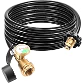 DPB 12 FT Propane Extension Hose with Gauge | Acme to Male QCC1/POL Fittings for Propane Tank, RVs, Portable Grill, BBQ Grill, Heater and Most Propane Appliances (12Ft)