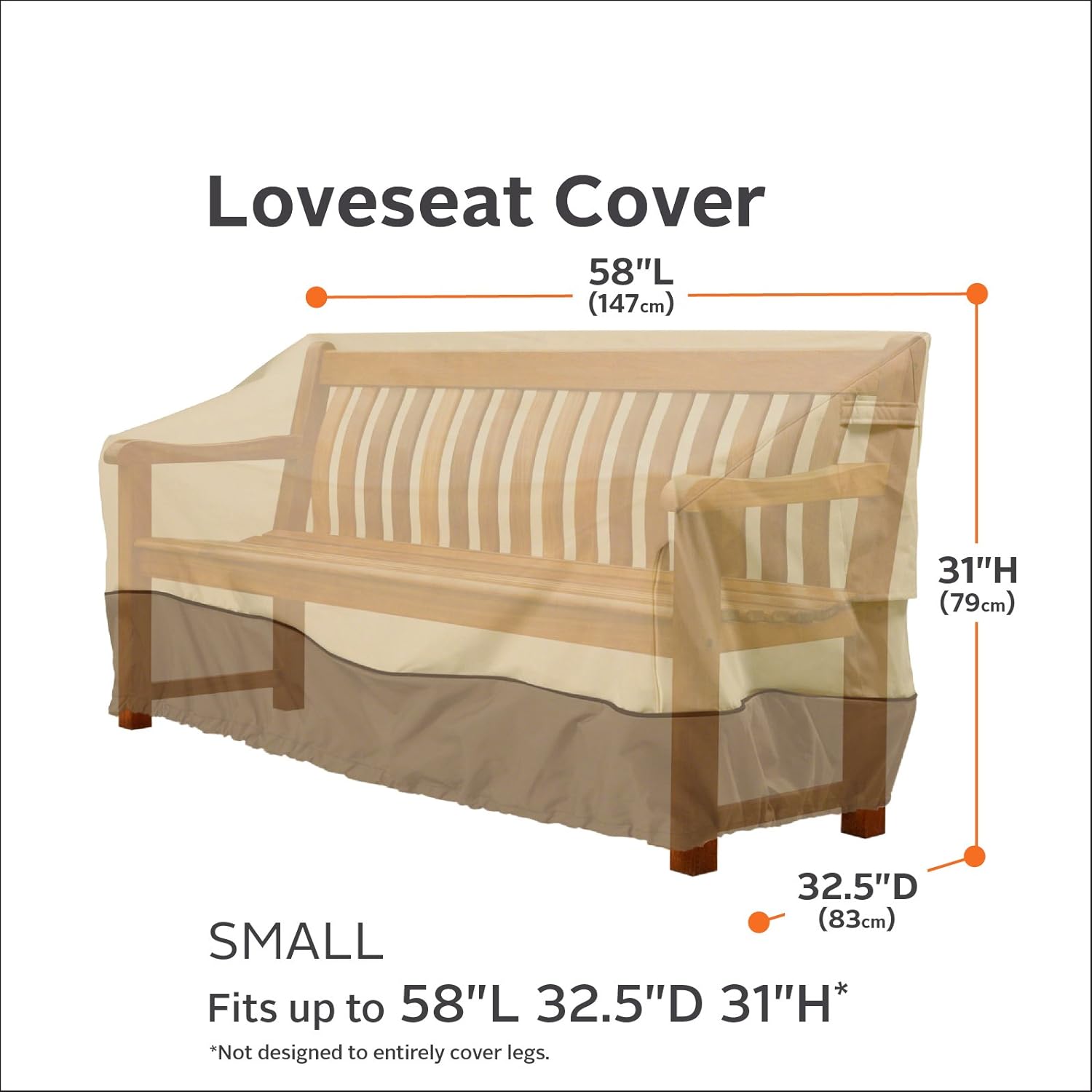 Classic Accessories 70982 Veranda Water-Resistant 58 Inch Patio Sofa/Loveseat Cover, Pbbl Earth Bark, One Size : Patio Sofa Covers : Garden & Outdoor