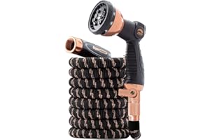 Pocket Hose Copper Bullet With Thumb Spray Nozzle AS-SEEN-ON-TV Expands to 50 ft, 650psi 3/4 in Solid Copper Anodized Aluminum Fittings Lead-Free Lightweight No-Kink Garden Hose