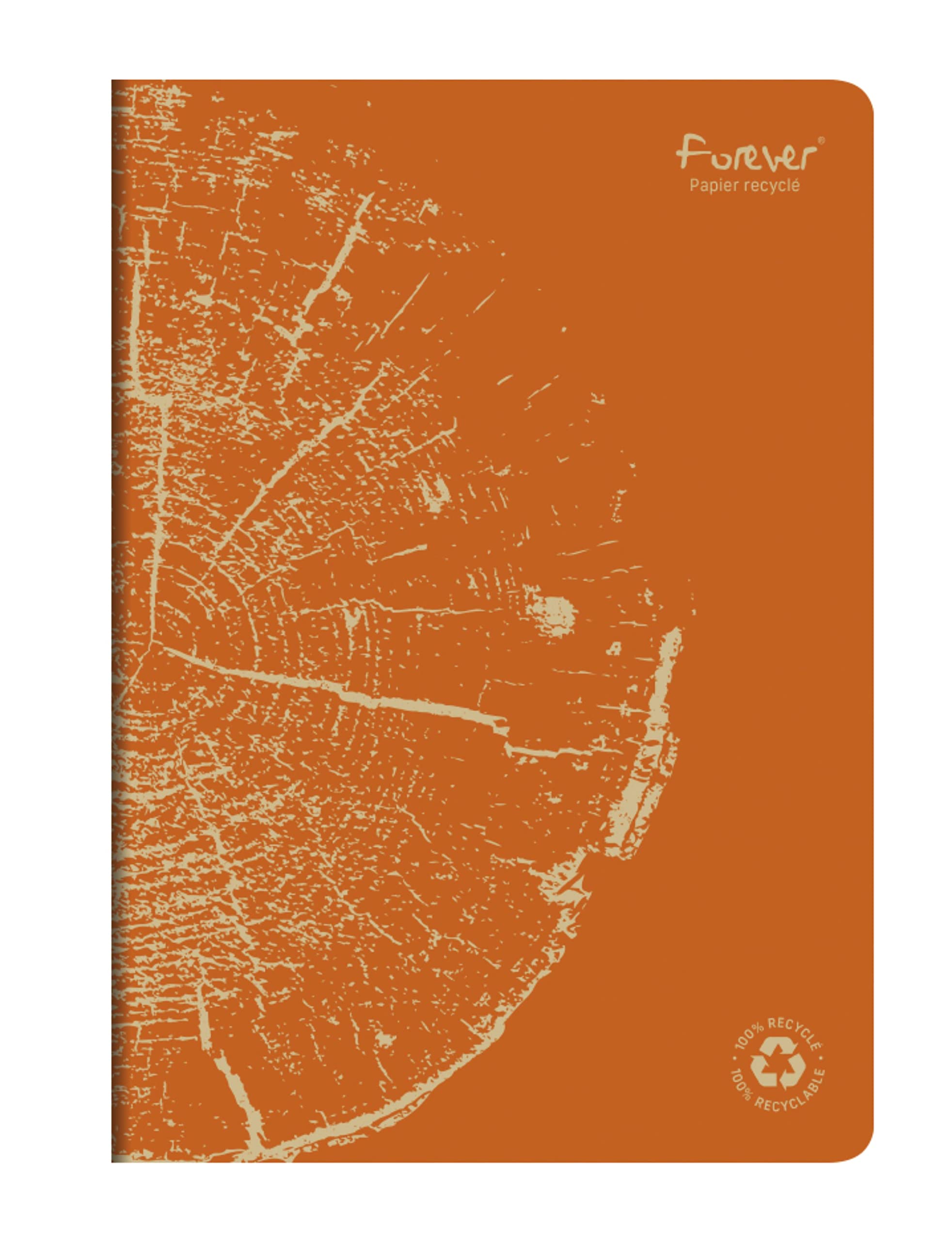 Clairefontaine 684665C A Notebook Forever Collection Stapled 100% Recycled Rust Orange - A4 21x29,7cm - 96 Lined Pages - Recycled Paper White 90g - Card Cover
