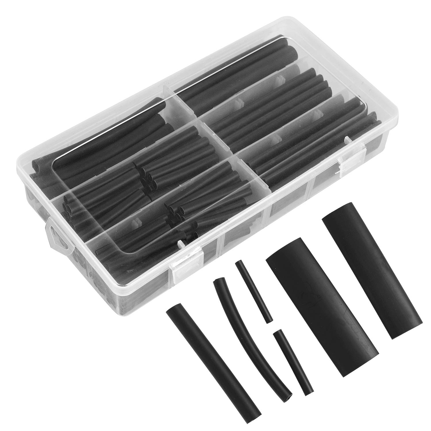 Black Heat Shrink Tubing Kit 3:1 Adhesive Lined 142 pcs. Suitable for Marine Applications. Sleevings in a Clear Plastic Box Total Lenght 8.3 Meter