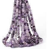 ICAI Beads 5x8mm Natural Rondelle Spacer Loose Beads for Jewelry Making DIY Crafts Design 1 Strand 15" APPR (Amethyst)