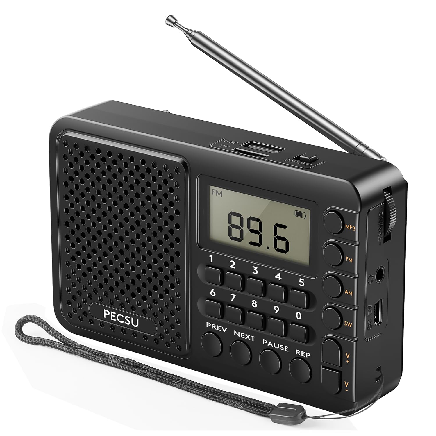 Pecsu Portable Radio AM FM SW, Digital Shortwave Radio with MP3 Player,  Mini Radio Supports USB Stick and Micro SD Card, Built-in Speaker,  Rechargeable Battery Operated (FAS2) in Kuwait | Whizz Personal