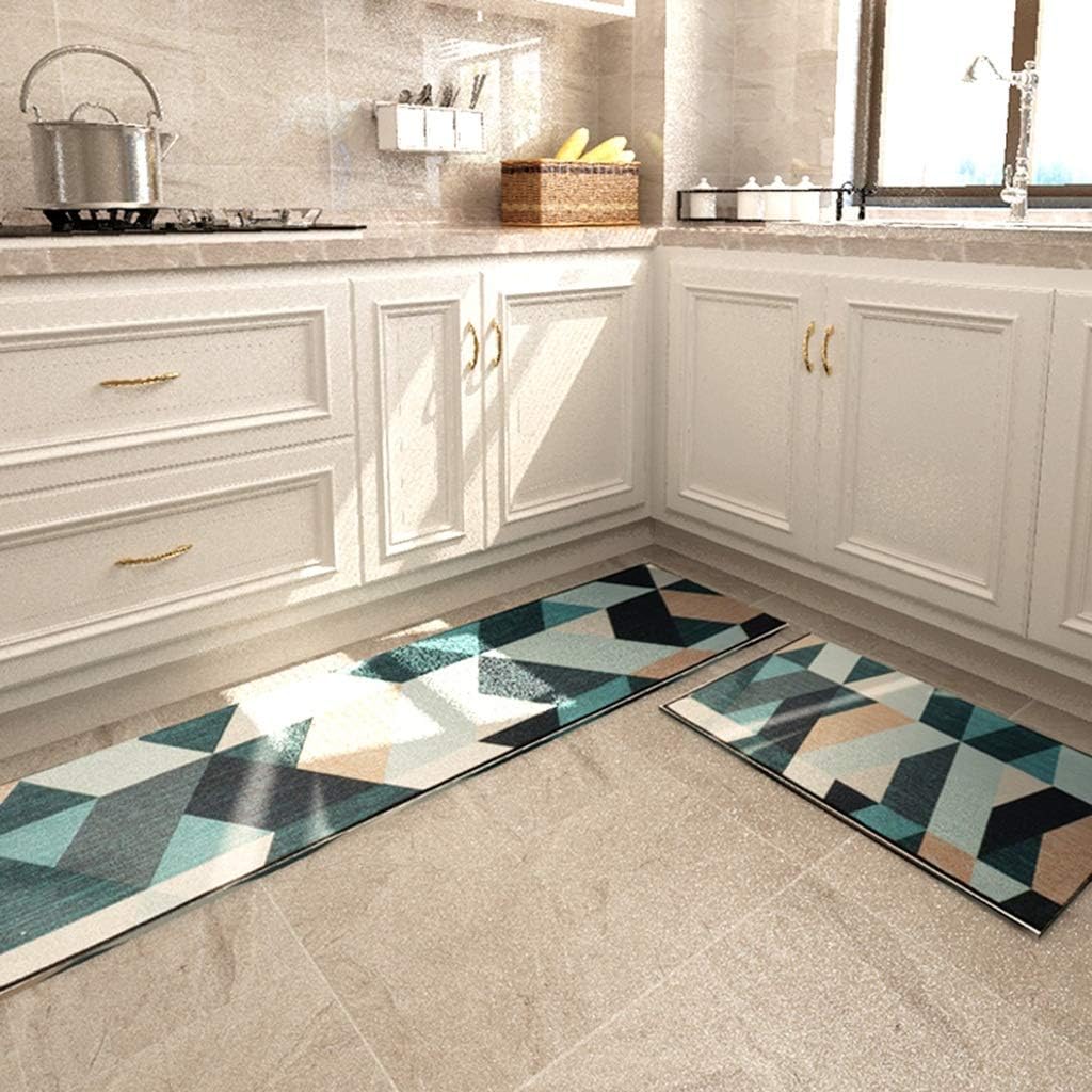Kitchen Mat Geometric Pattern, Rug Runner, Plastic NonSlip Bottom
