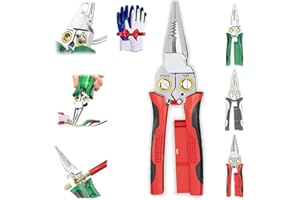 RTETTOA 8 in 1 Wire Stripper, Pliers with Voltage Tester for Cutting and Pulling Wires, 2025 Rechargeable Folding Stylus Screwdriver Wire Cutter with Electricity Measurement Function (Red)