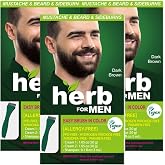 Herb for Men Mustache &amp; Beard Dye (Dark Brown, 1 Pack) | PPD-Free, Ammonia-Free, Vegan with Natural Ingredients, Odorless, Gentle for Sensitive Skin, No Skin Irritation