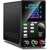 NICE-POWER DC Power Supply Variable, 200V 1A High Voltage Programmable Adjustable Regulated Lab Bench Power Supply with PC Software, Encoder Knob, Memory Storage, Output Switch, Lock Button