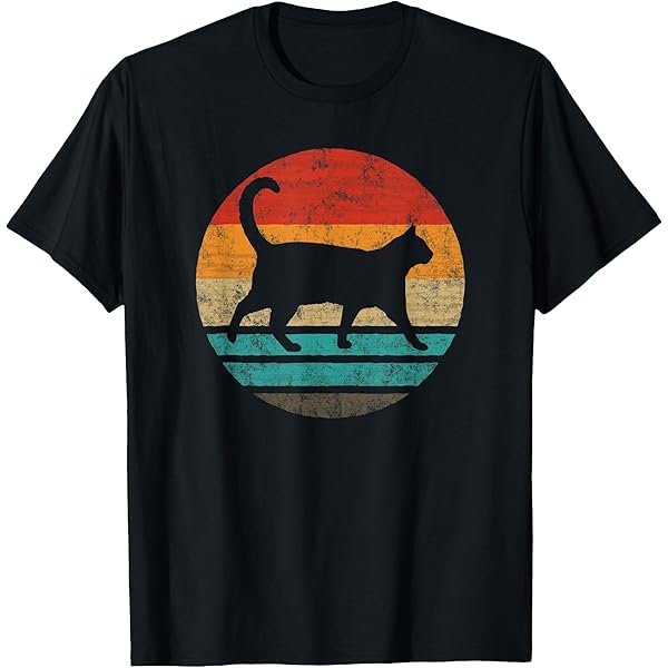 Amazon.com: Cat Retro Vintage Black Cat T-Shirt for Men