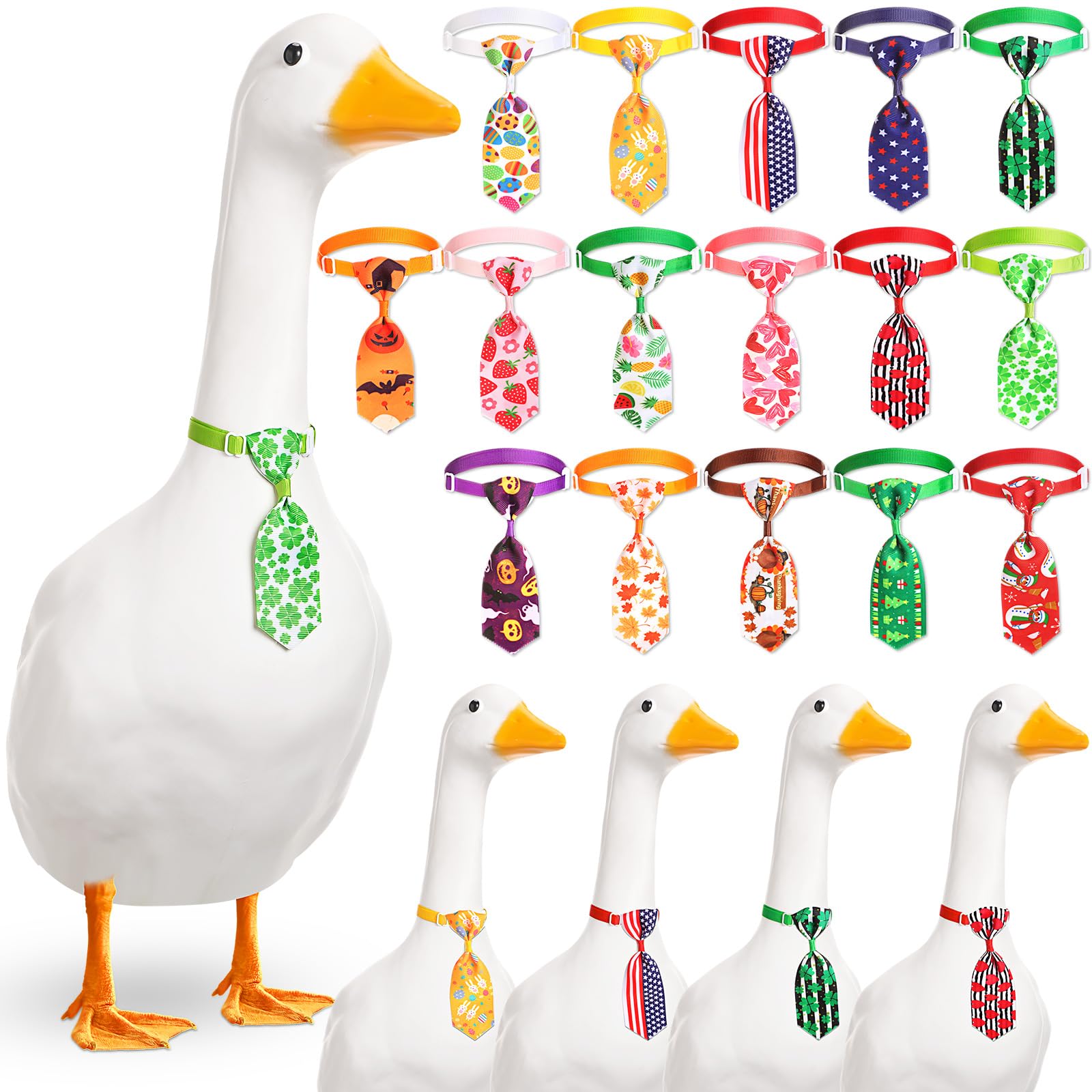 Photo 1 of Abbylike 16 Pcs Holiday Porch Goose Bow Ties Outfits Adjustable 23" Festival Porch Goose Collars Fall Autumn Halloween Seasonal Party Outdoor Patio Garden Lawn Decorations(Stylish Style,Normal)