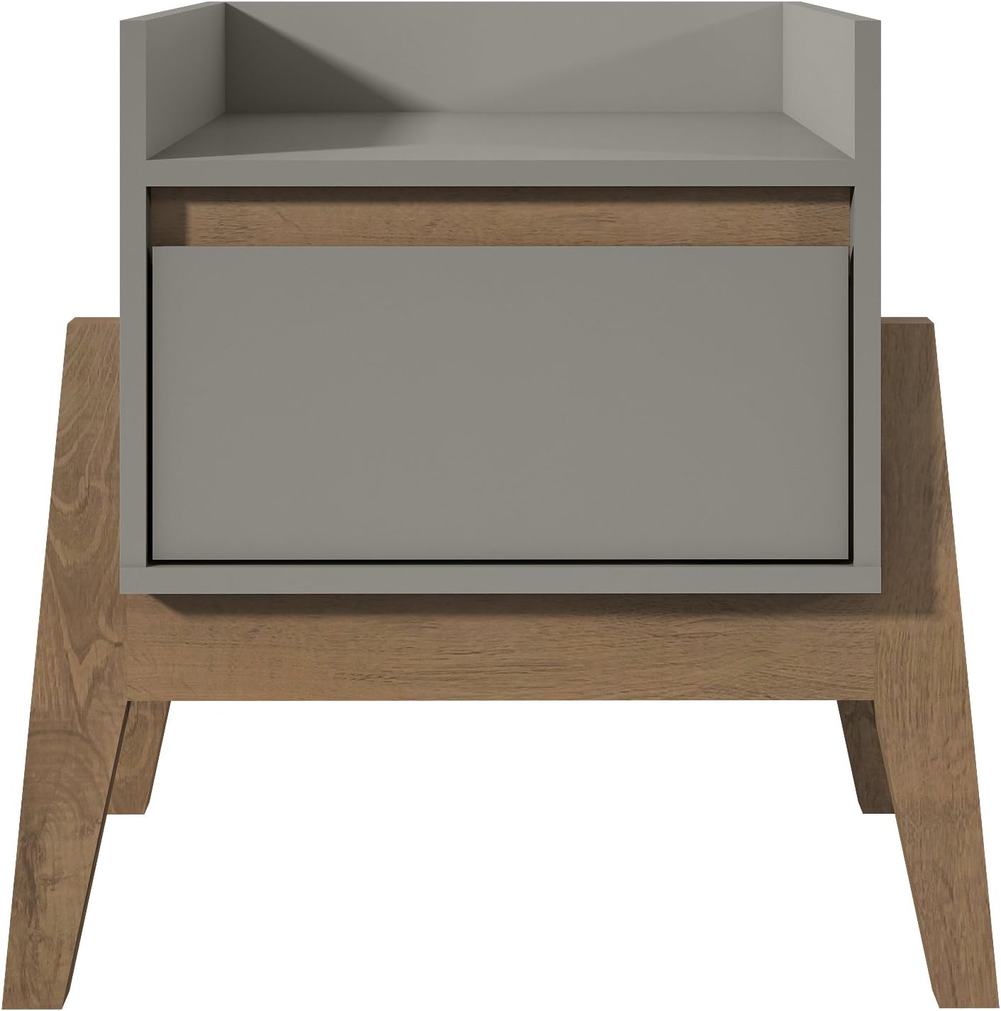 Manhattan Comfort Essence Small Midcentury Nightstand, Grey