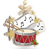 KILYHOME Red Drum Christmas Ornament - Wooden Drummer Ornaments Hang Xmas Tree, Holiday Musical Instrument Accessories - Unique Gift for Boys, Girls, Drummers, Band Members & Music Lovers