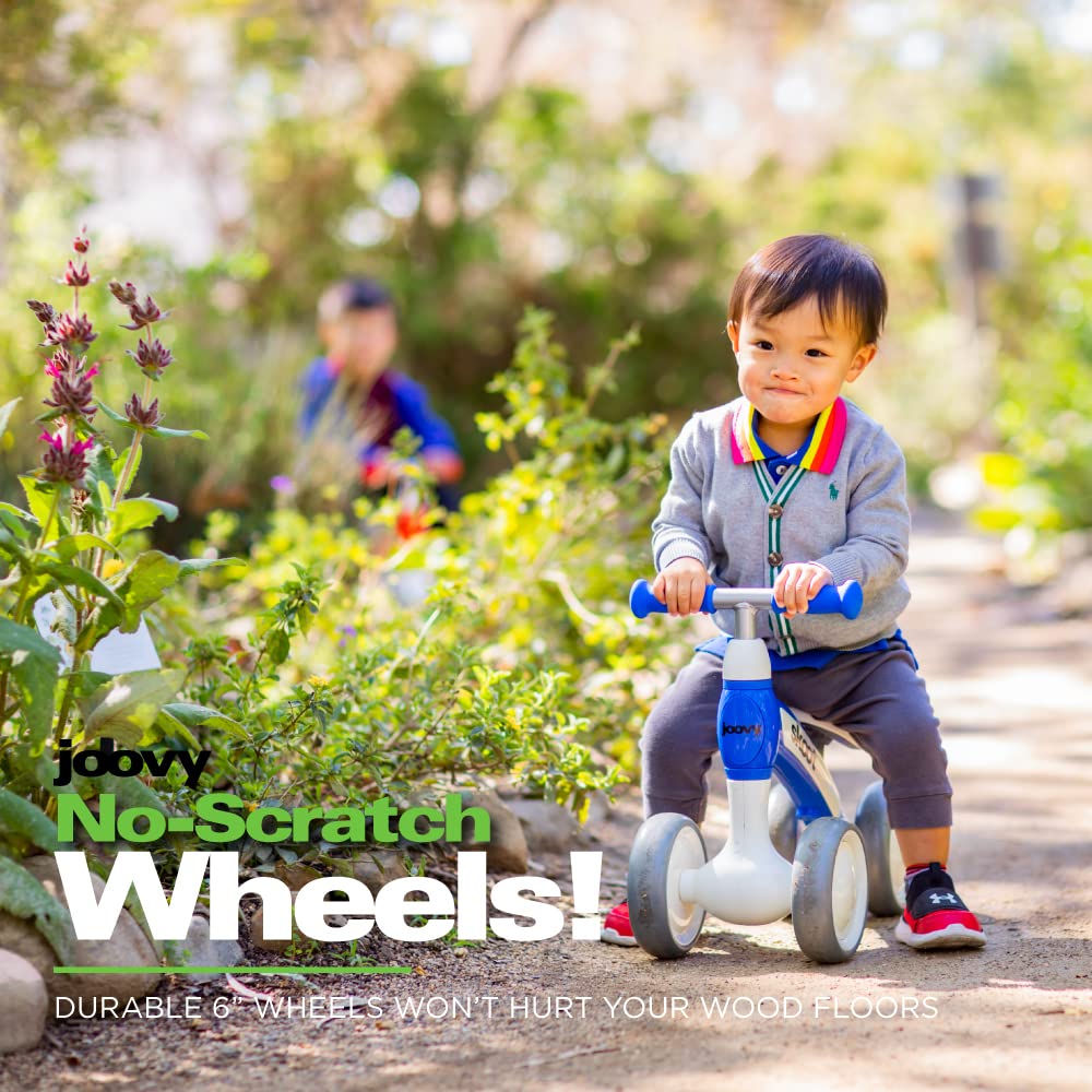 Joovy Skoot Balance Bike for Children 10m and Up to 45lbs Featuring Padded Seat for Comfort, 6” Scratch-Resistant Wheels, Height-Adjustable Handlebars, and 135 Degree Steering Limit (Greenamole)