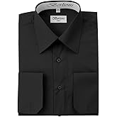 Berlioni Italy French Convertible Cuff Solid Mens Dress Shirt