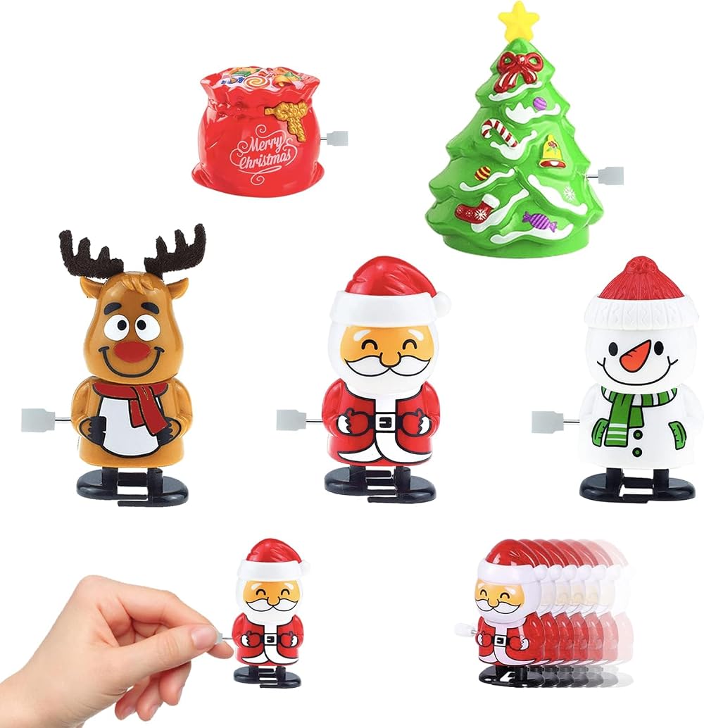 POPOYU 5pk Wind Up Racing Toys Shake Head Walking Spring Jumping Christmas Gift