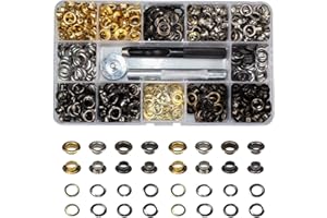 INNETOC 400 Sets 4 Color Brass Grommet Eyelets Kit Tool 6mm 1/4" Inside Diameter with Setting Tool Canvas Clothes Leather Self Backing Tool