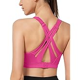Yvette Sports Bra High Impact Adjustable Criss Cross Back, Full Support for Large Bust No Bounce