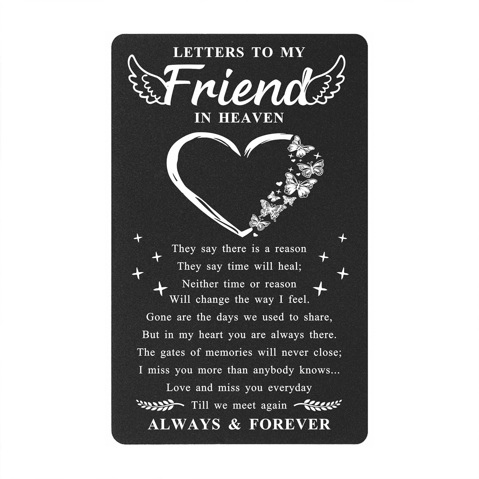 Friend Memorial Card- Letters to My Friend from Heaven Gifts- Sympathy Gift for Loss of Friend Remembrance Bereavement