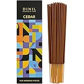 Dinil Cedar Incense Sticks – 100 Sticks | Hand-Rolled, Charcoal-Free | Clean Burn, Low Smoke | Aromatic Incense for Meditation, Yoga & Home Fragrance