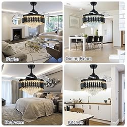 48" Dimmable Fandelier Crystal Ceiling Fans with