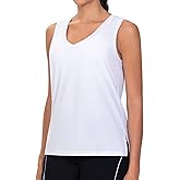 THE GYM PEOPLE Womens V Neck Tank Tops Stretchy Loose Fit Sleeveless Workout Shirts Quick Dry Yoga Tops with Side Split