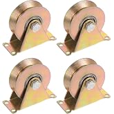 HARFINGTON 4pcs 3" V Groove Wheel Sliding Gate Caster, Rigid Caster Wheels with Bracket for Inverted V-Track, 1102 lbs Capacity Per Wheel, for Garage Door, Lifting, Industrial Machines