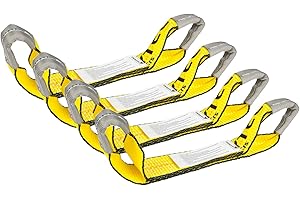 Mytee Products (4 Pack) 2" x 16" Replacement Dog Bone Short Strap | Heavy-Duty 2 Inch Car Tie Down Short Strap with Sewn Eye 