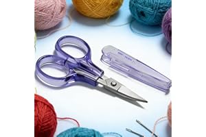 Stainless Steel Precision Mini Scissors With Protective Cover - Ideal for Embroidery, Quilting, Sewing & Crafts, Curved Head