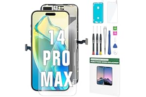 FFtopu iPhone 14 Pro Max Screen Replacement Kit 6.7'' LCD Display 3D Touch Screen Digitizer Full Assembly Repair Kits Waterproof Frame Sticker+Screen Protector for A2651, A2893, A2894, A2895, A2896